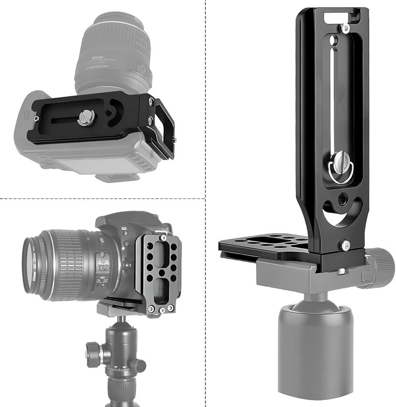 E-IMAGE PL-01 Universal L Type Quick Release Camera Vertical Plate | Universal Dual Camera Bracket Plate SLR Stabilizer for Canon Nikon Sony DJI Osmo Tripod Monopod Gimbals - Image 2