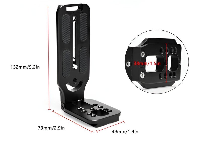 E-IMAGE PL-01 Universal L Type Quick Release Camera Vertical Plate | Universal Dual Camera Bracket Plate SLR Stabilizer for Canon Nikon Sony DJI Osmo Tripod Monopod Gimbals - Image 3