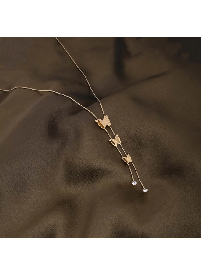 بالموناس PALMONAS 18k Gold Tone Plated Butterfly Long Chain Necklace
 for Women