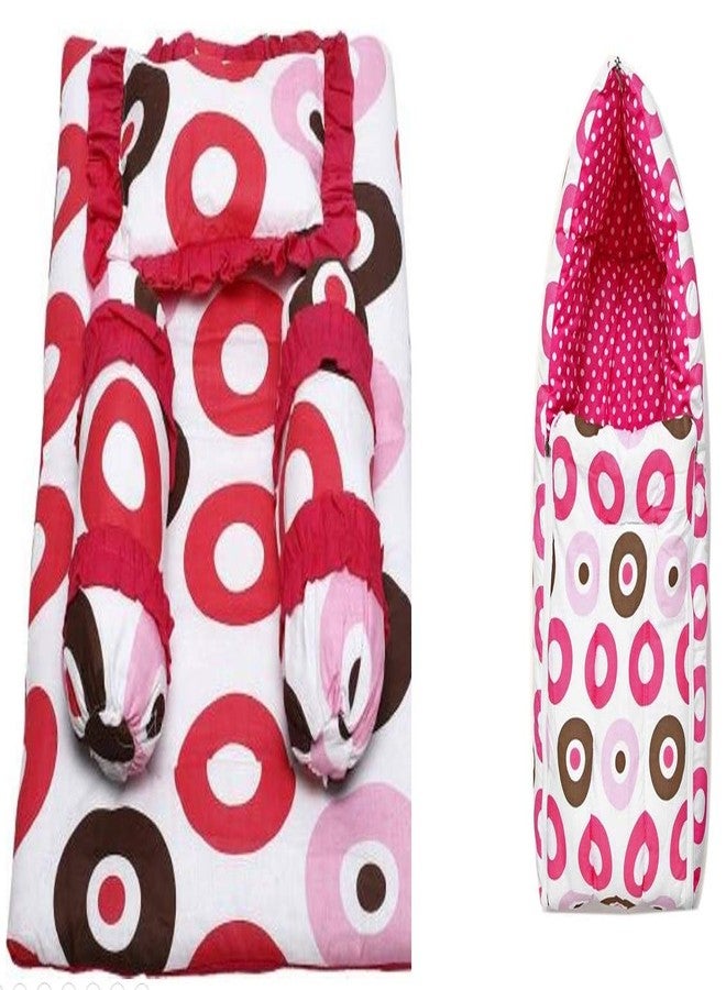 Soul Fiber by Urban Space Combo Baby Bedding 100% Cotton Baby 4 pc Bedding and Reversible Baby Sleeping Bag,0-12 Months (Polka Pink) - Image 1