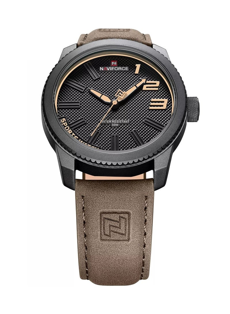 NAVIFORCE Stylish Mens Sports Watch with Black Dial Brown Leather Strap Quartz Movement Analog Display Water Resistant 30M Durable and Modern Design  - Image 5