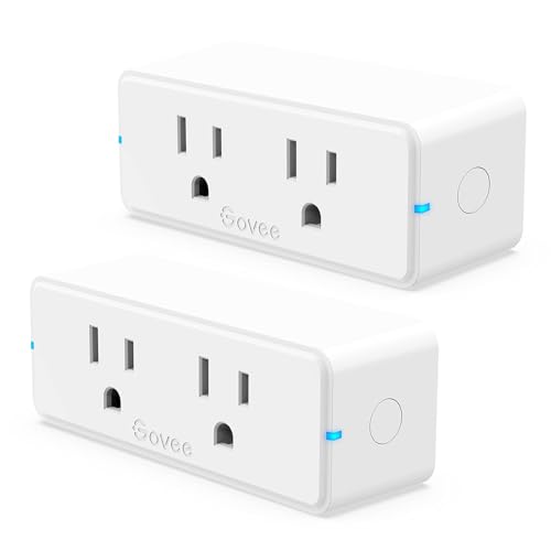 Govee Dual Smart Plug 2 Pack, 15A WiFi Bluetooth Outlet, Work with Alexa and Google Assistant, 2-in-1 Compact Design, Govee Home App Control Remotely with No Hub Required, Timer, FCC and ETL Certified - Image 1