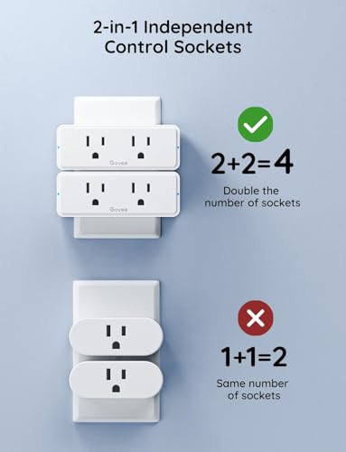 Govee Dual Smart Plug 2 Pack, 15A WiFi Bluetooth Outlet, Work with Alexa and Google Assistant, 2-in-1 Compact Design, Govee Home App Control Remotely with No Hub Required, Timer, FCC and ETL Certified - Image 3