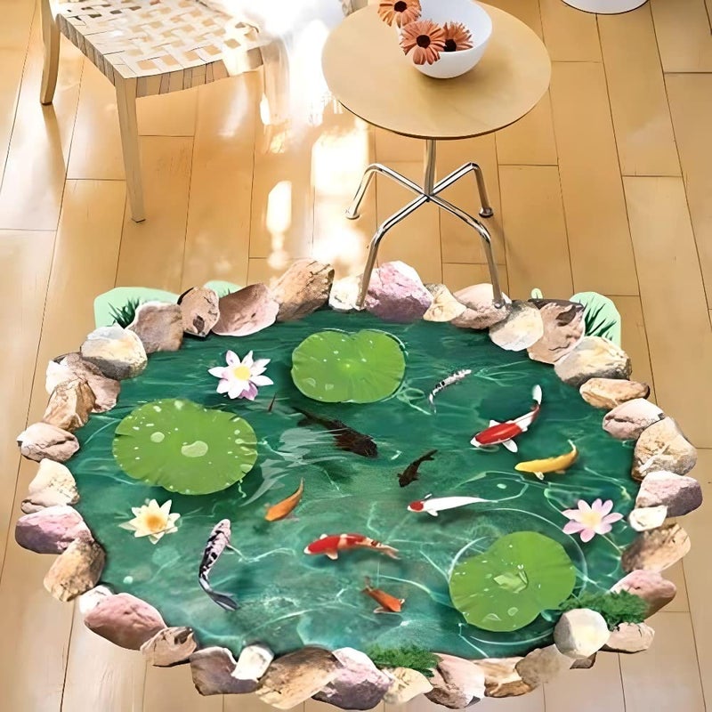 JAAMSO ROYALS JAAMSO ROYALS Wall ThreeDimensional Lotus Pond Design Self Adhesive Peel and Stick Wall Sticker for Wall Decor and Home Decor PVC Vinyl 90 cm X 60 cm Decorative Stickers 