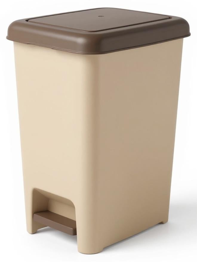 دونيا سلة مهملات نحيفة مع دواسة بلاستيكية 15 لتر دنيا-بيج - Image 1