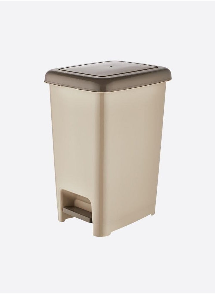dunya - Slim Dustbin With Pedal Plastic 15 Liter -Beige - Image 1