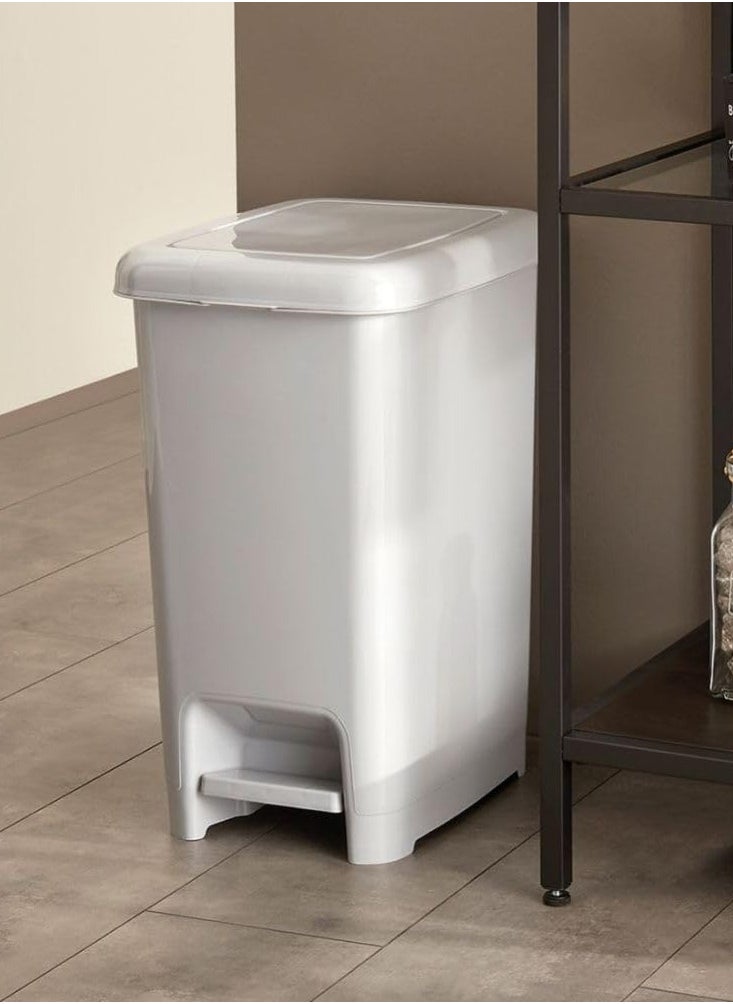 dunya - Slim Dustbin With Pedal Plastic 15 Liter -Beige - Image 1