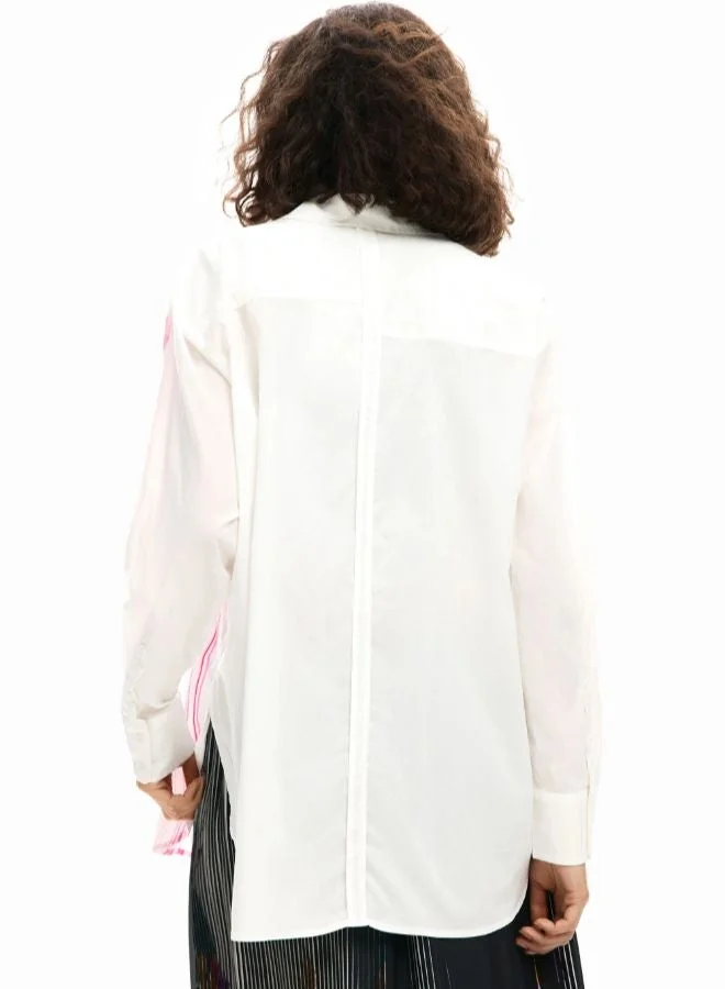 DESIGUAL White Glossy Flower Shirt for Women | Best Price UAE