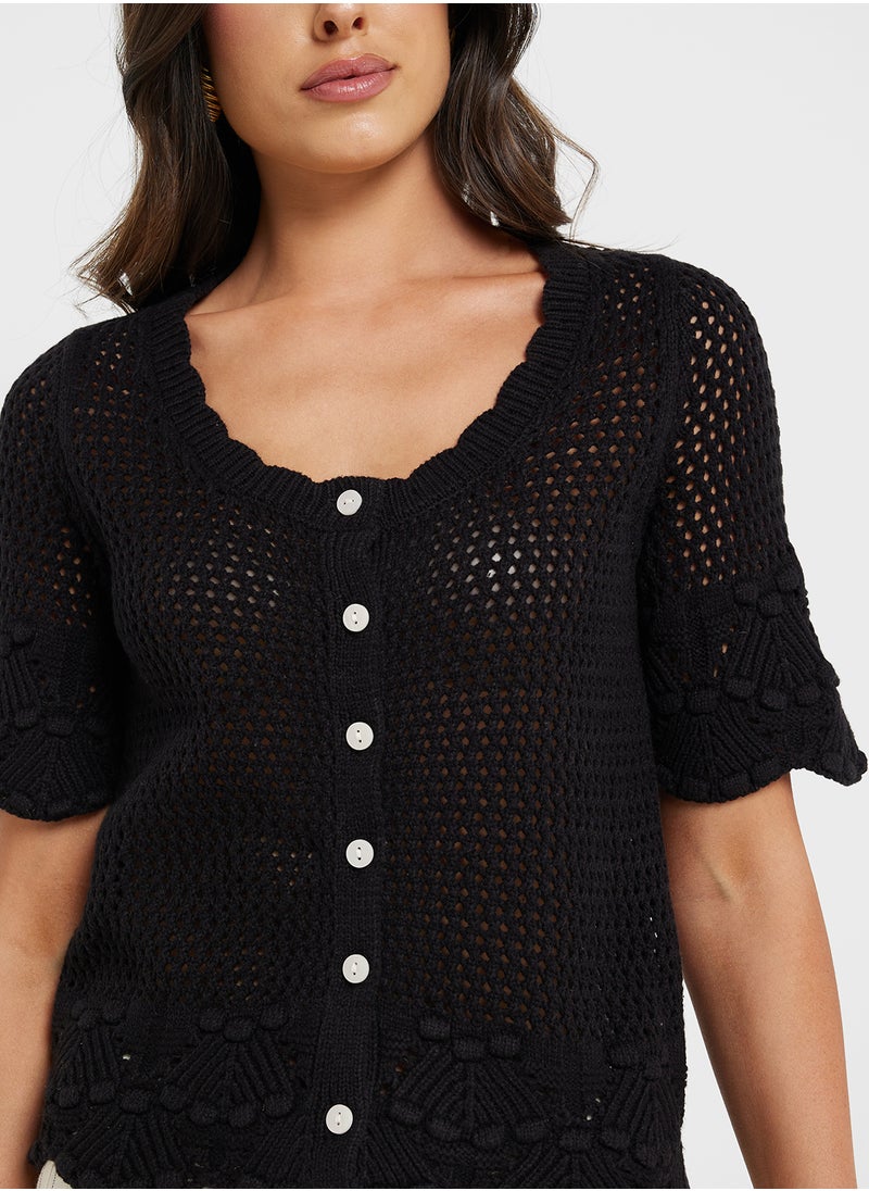 VERO MODA Button Down Knitted Cropped Cardigan  - Image 3