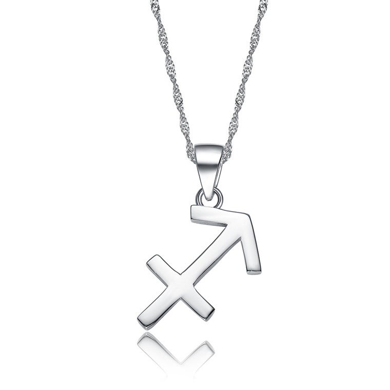 Generic S925 Sterling Silver Zodiac Pendant Necklace Unisex Sagittarius [without chain]] 