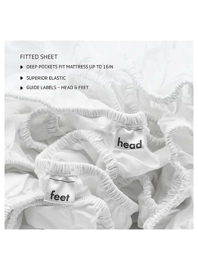 RocketLinen Double Bed Beige 400 Thread Count 4 Piece Bed Sheet Set Flat Sheet Fitted Sheet & 2 Pillowcase 100% Long Staple Cotton Bed Sheets Sateen Weave Light All Weather Hotel Style (Double/Full) - Image 5