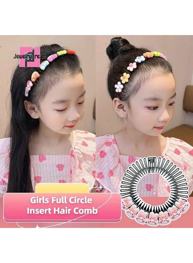 ZAVVU KRIZOUS ZAVVU & KRIZOUS Cute Cartoon Children's Hair Accessories hair comb, Flexible Circle Comb, Non Slip Tooth Hairband, Hair Band, Zig Zag Flexible Plastic Circle Cartoon Comb, Pack Of 4 - Multi Design. - Image 2