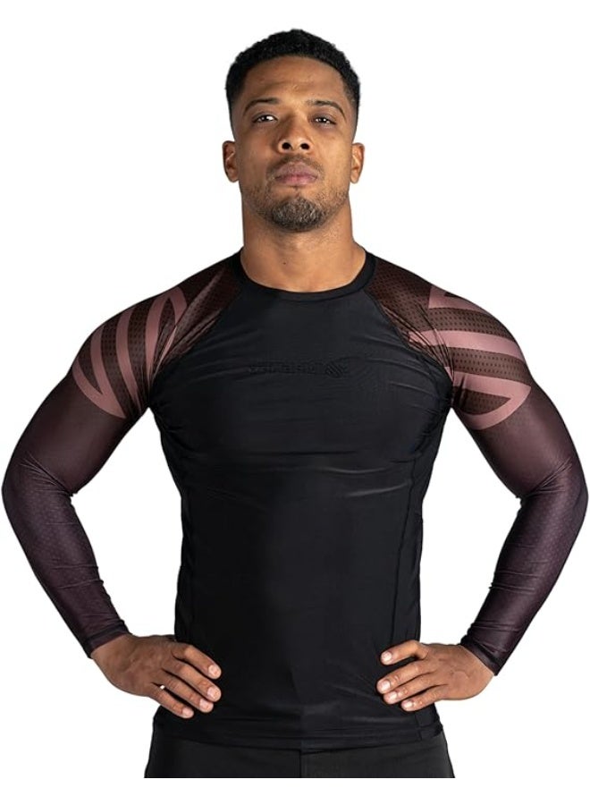 Essential Long Sleeve Compression Shirts For Men | Mma Bjj Athletic Compression Shirt | Men Cross Training Rashguard (Large, Brown)