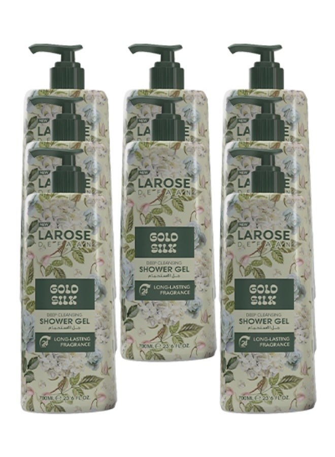 لا روز 8 قطع جل استحمام جولد سيلك للتنظيف العميق برائحة تدوم طويلاً 700 مل - Image 1