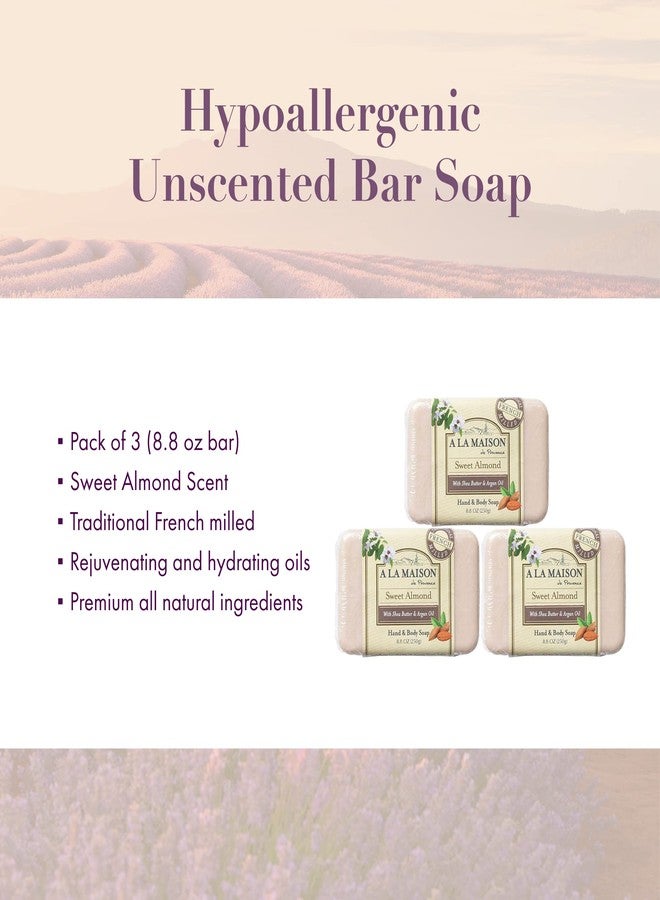 A LA MAISON Sweet Almond Bar Soap - Triple French Milled Natural Moisturizing Hand Soap Bar (3 Bars of Soap, 8.8 oz) - Image 5