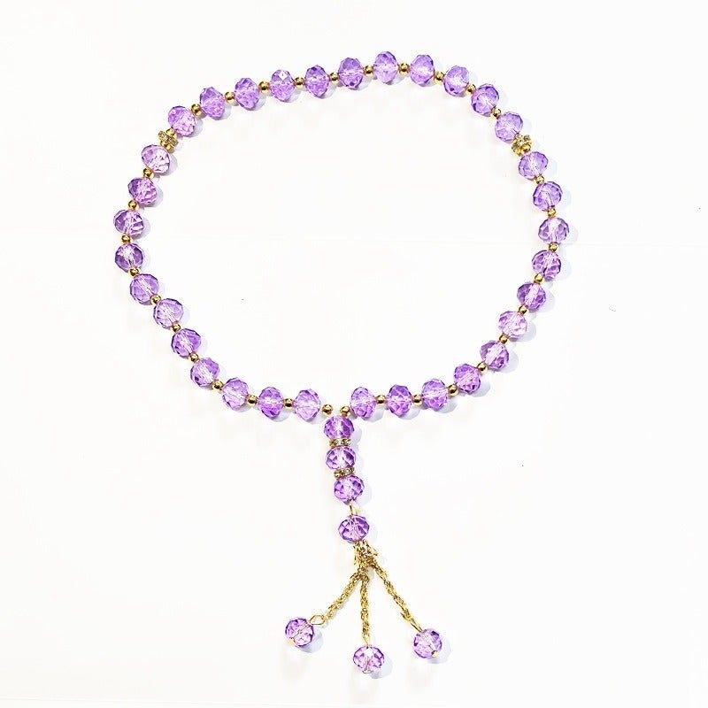 eManco Tasbih Muslim Prayer Beads, 33Pcs 10mm Faceted Glass Crystal Misbaha, Islamic Rosary with Tassel, Multi Colors， - Image 1