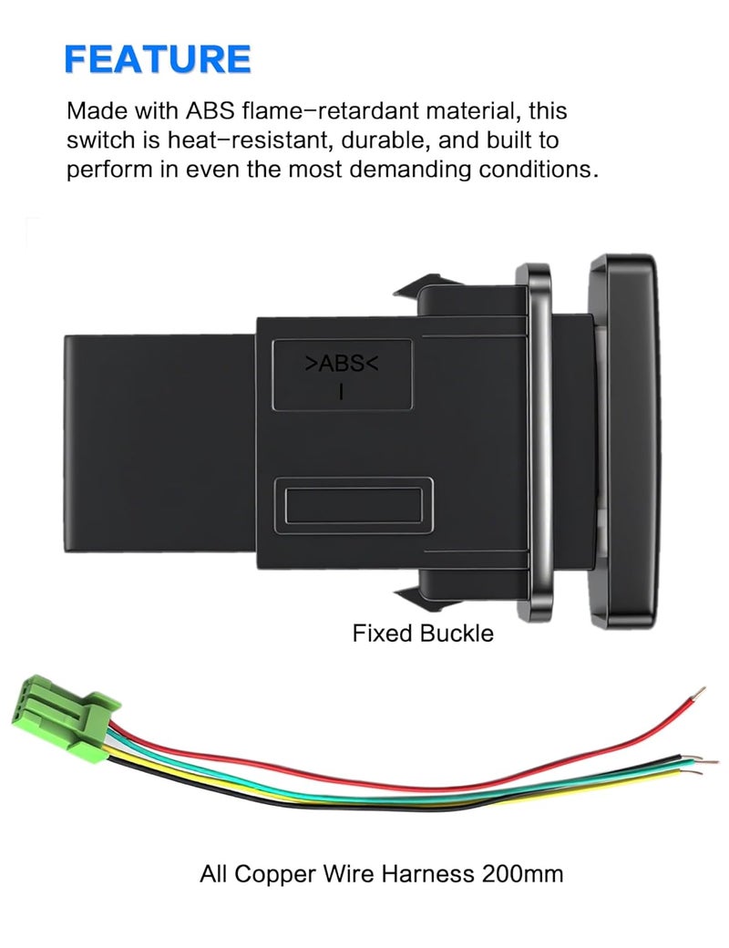 IZTOR Blue LED Push Switch with Connector Wire Kit for Toyota Fog Lights - Image 2