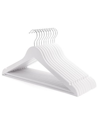 FEELINGS Wooden Hangers with Non-Slip Grip, Set of 12 - White Finish, Durable Space-Saving Premium Design for Clothes, Coats, and Jackets - pzsku/ZEA9C9DCC23F502433151Z/45/_/1725112056/dc9d6616-53f6-4c01-a207-9057e22ccca2