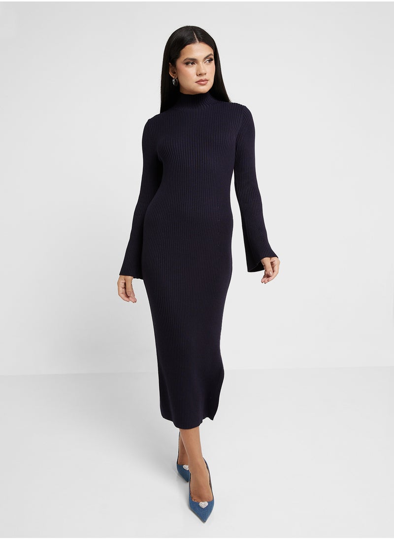 French Connection - Flared Sleeve Rib Knit Dress - Image 1