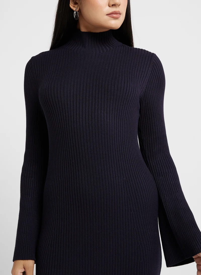 فرنش كونكشن Ribbed Turtleneck Dress