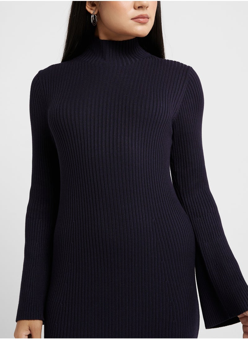 French Connection - Flared Sleeve Rib Knit Dress - Image 1