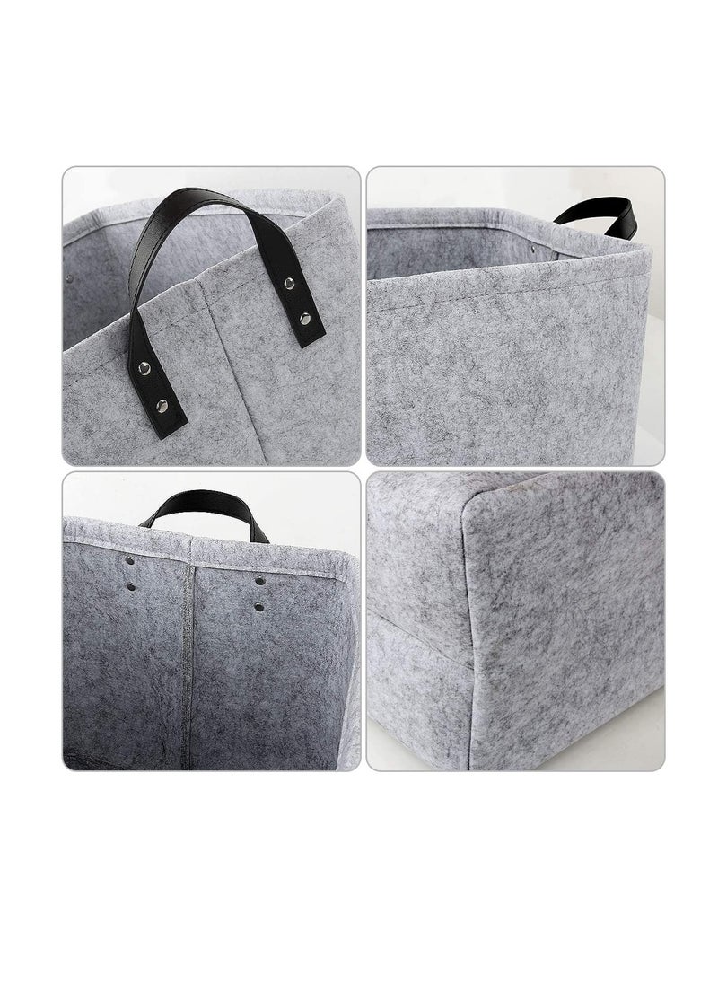 KASTWAVE Large Felt Storage Basket, Open Fabric Bins Foldable Organizer Box, with Handles for Closet, Clothing, Toys, Books, Office Products  - Image 3