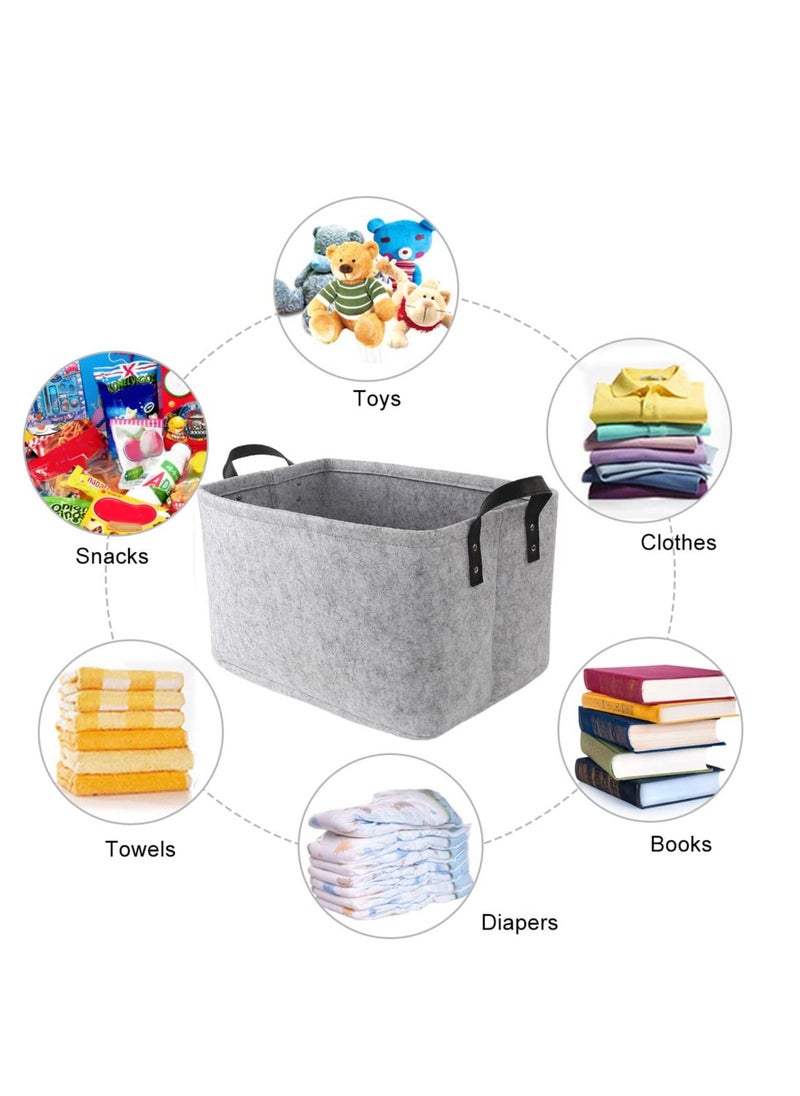KASTWAVE Large Felt Storage Basket, Open Fabric Bins Foldable Organizer Box, with Handles for Closet, Clothing, Toys, Books, Office Products  - Image 2