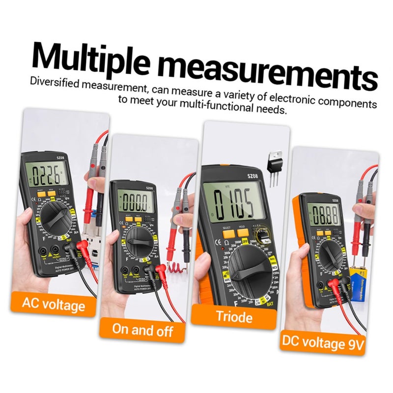 مقياس متعدد رقمي ذو نطاق تلقائي مع اختبار المكثفات وفحص الاستمرارية والكشف عن الجهد غير المتصل (NCV) - Image 4