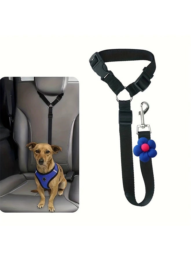 Dog Cat Safety Seat Belt Strap Car Headrest Restraint Adjustable Nylon Fabric Dog Restraints Vehicle Seatbelts Harness - Image 1