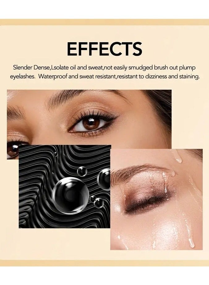 هايكسي Heyxi ماسكارا مقاومة للماء 1 قطعة-طويلة الأمد ، حجم وتجعد ، ماسكارا رموش من ألياف الحرير لجميع أنواع البشرة ، سهلة الفرشاة غير الكتل ، أسود مكثف - Image 3