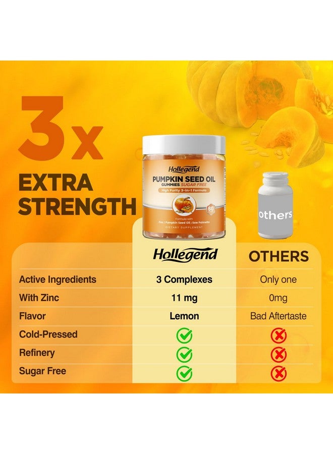 Hollegend هوليجند حبوب زيت بذور اليقطين مع ساو بالميتو، مكمل زيت بذور اليقطين العضوي لنمو الشعر وصحة البشرة، مستخلص عالي النقاء للنساء والرجال، ليمون، خالي من السكر، نباتي، 60 - Image 5