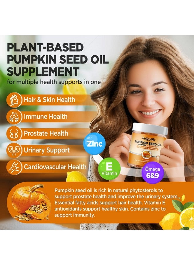 Hollegend هوليجند حبوب زيت بذور اليقطين مع ساو بالميتو، مكمل زيت بذور اليقطين العضوي لنمو الشعر وصحة البشرة، مستخلص عالي النقاء للنساء والرجال، ليمون، خالي من السكر، نباتي، 60 - Image 4