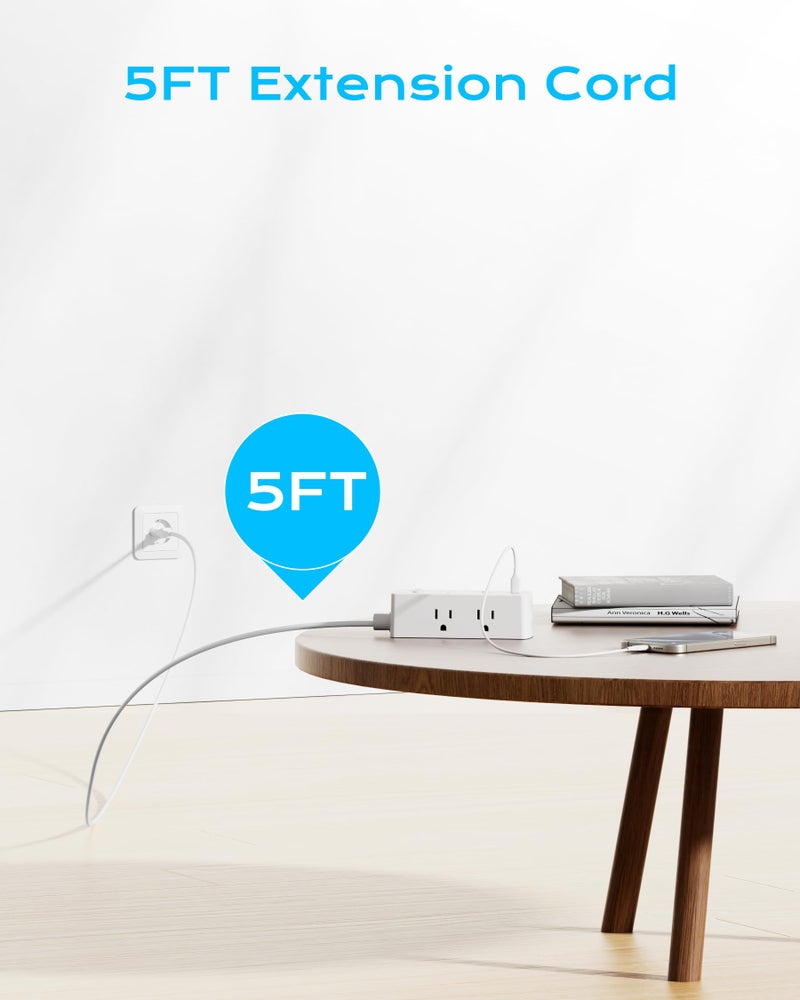 olcorife European Travel Plug Adapter, Olcorife Universal Travel Adapter for EU UK US AUS, 6 Outlets 3 USB Ports with 5ft Extension Cord, International Power Adapter for US to Europe UK AUS - Image 4