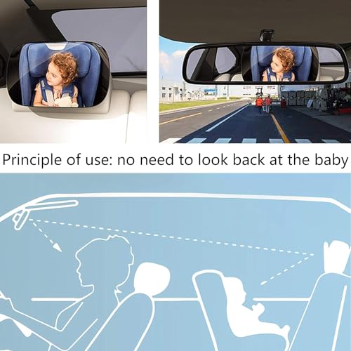 Automaze Car Mirror Baby Rear Facing Seat, Car Seat Glass Mirror for Rear Facing Baby Seat, Ultra Stable and Adjustable 360° Clear View for Backseat - Image 4