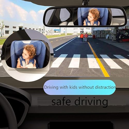 Automaze Car Mirror Baby Rear Facing Seat, Car Seat Glass Mirror for Rear Facing Baby Seat, Ultra Stable and Adjustable 360° Clear View for Backseat - Image 2