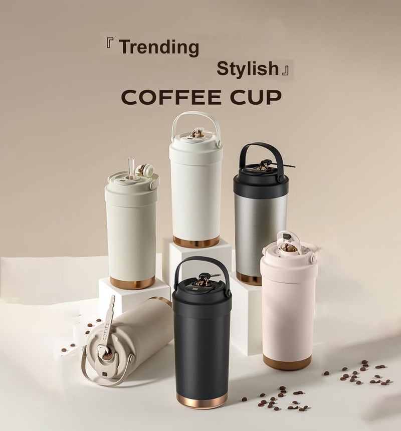 Wosta Travel Mug, Insulated Coffee Cup with Leakproof Lid,Vacuum Insulation Stainless Steel Reusable for Hot Cold Coffee, Non-Slip Protective Cover, (Seasalt, 500 Ml) - Image 4
