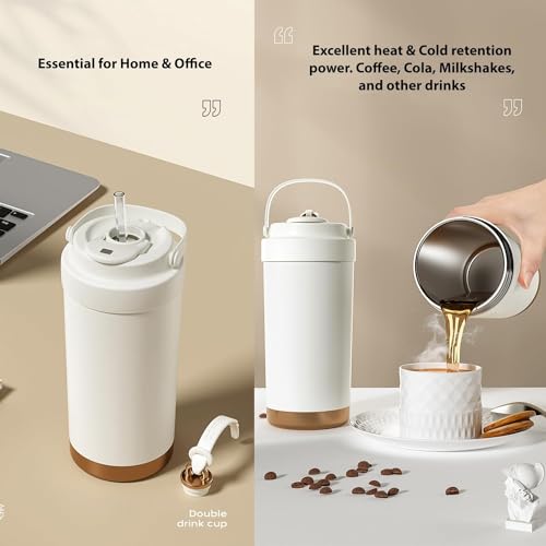 Wosta Travel Mug, Insulated Coffee Cup with Leakproof Lid,Vacuum Insulation Stainless Steel Reusable for Hot Cold Coffee, Non-Slip Protective Cover, (Seasalt, 500 Ml) - Image 2