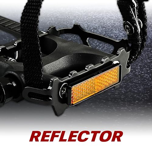 BV Bike Pedal with Toe Clip Cage - 2-Set, Universal Fit Bike Pedals 9/16" Compatible, Non-Slip & Durable Lightweight, Fits Most Adult Bikes & MTB Bicycles - Image 5