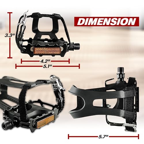 BV Bike Pedal with Toe Clip Cage - 2-Set, Universal Fit Bike Pedals 9/16" Compatible, Non-Slip & Durable Lightweight, Fits Most Adult Bikes & MTB Bicycles - Image 4