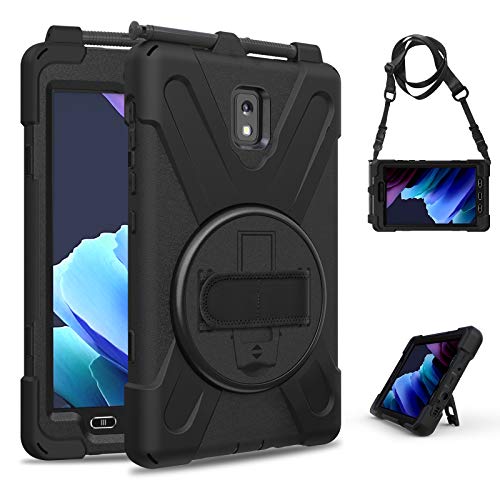 Rantice Samsung Galaxy Tab Active3/Active5 8.0 Case, with 360 Stand, Handle Hand Strap & Shoulder Strap for Samsung Galaxy Tab Active5 8" 2024, Active3 8" 2020 SM-X300/X307/T570/T577 (Black) - Image 2