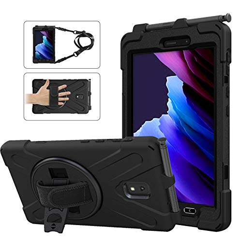 Rantice Samsung Galaxy Tab Active3/Active5 8.0 Case, with 360 Stand, Handle Hand Strap & Shoulder Strap for Samsung Galaxy Tab Active5 8" 2024, Active3 8" 2020 SM-X300/X307/T570/T577 (Black) - Image 1