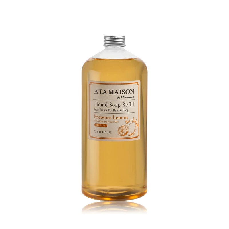 A LA MAISON French Liquid Hand Soap Refill Provence Lemon Natural Hand Wash Made with Essential Oils Biodegradable PlantBased Vegan CrueltyFree Alcohol Paraben Free 338 oz 1 Pack