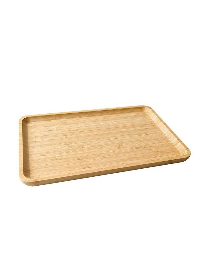 DILLMAN Bamboo Serving Tray Rectangle Platter Breakfast Dinner Food Bed Tray for Eating Kitchen Restaurants (1, 14.2" x 9.5" x 0.8" (no Handle)) - Image 1
