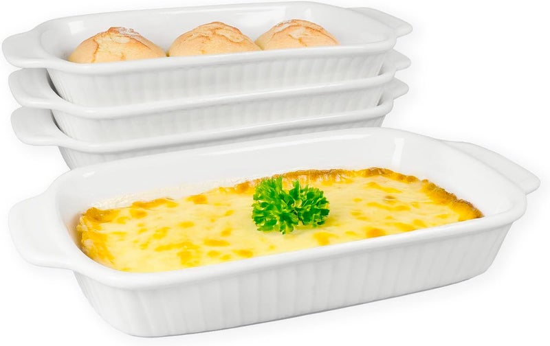 dingdaer أطباق كسرولة سيراميك، طبق خبز صغير أو غراتين 9 × 6، مجموعة من 4، 23 أونصة مع مقابض، مجموعة أواني للشواء في الفرن لوجبات لشخص أو شخصين، لازانيا، فطيرة، غراتين، للمطبخ، المنزل - Image 1