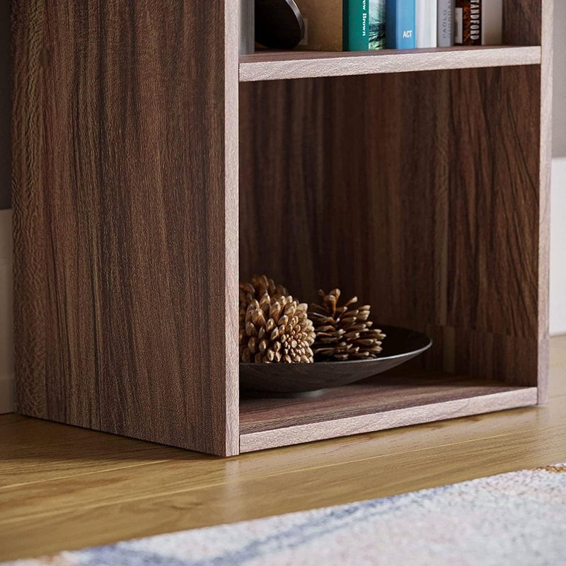 Generic 3-Tier Cube Bookcase, Walnut Wooden Shelving Display Storage Unit - Brown - Image 2