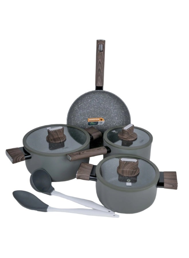 Gigilli Granite Cookware Set, 9 pcs, Grey