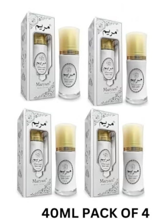 مريم لوشن مريم عطار المعطر لتفتيح الجسم للنساء 40 مل (عبوة من 4 قطع) - لوشن مرطب ومعطر للعناية بالبشرة - Image 1