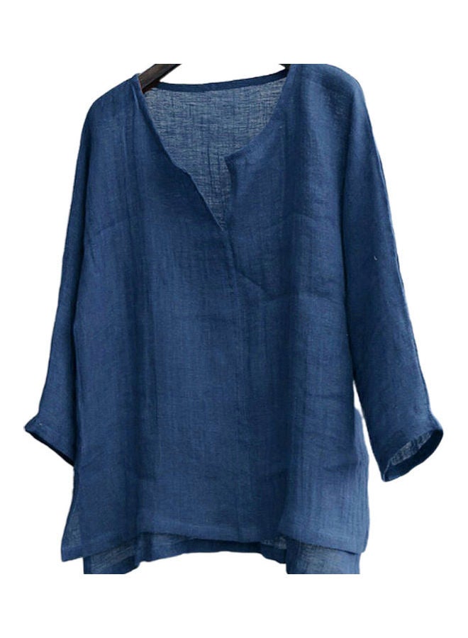 NIBEMINENT Solid Loose Fit T-Shirt Navy Blue - Image 1