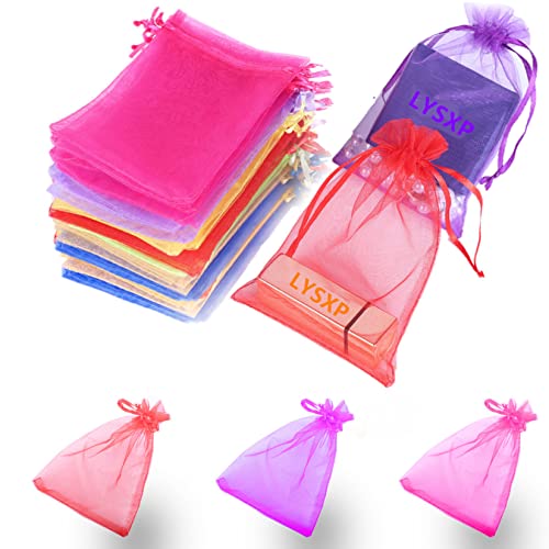 LYSXP 100 Pcs Organza Bags, 4x6Inches, Random 10 Colors, Drawstring Favor Pouches, Perfect for Gifts, Weddings, Birthdays, Christmas - Image 1