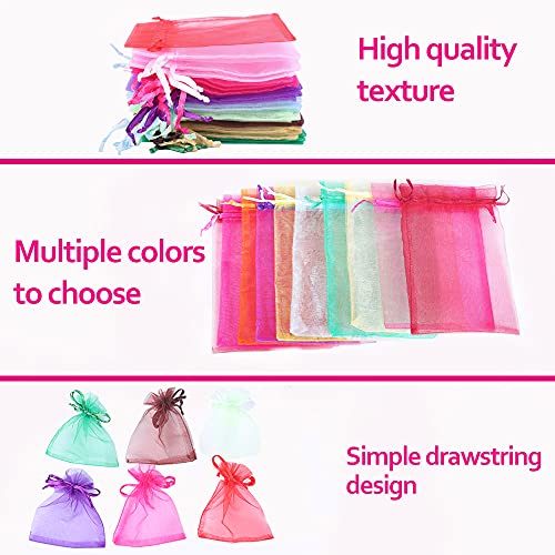 LYSXP 100 Pcs Organza Bags, 4x6Inches, Random 10 Colors, Drawstring Favor Pouches, Perfect for Gifts, Weddings, Birthdays, Christmas - Image 4